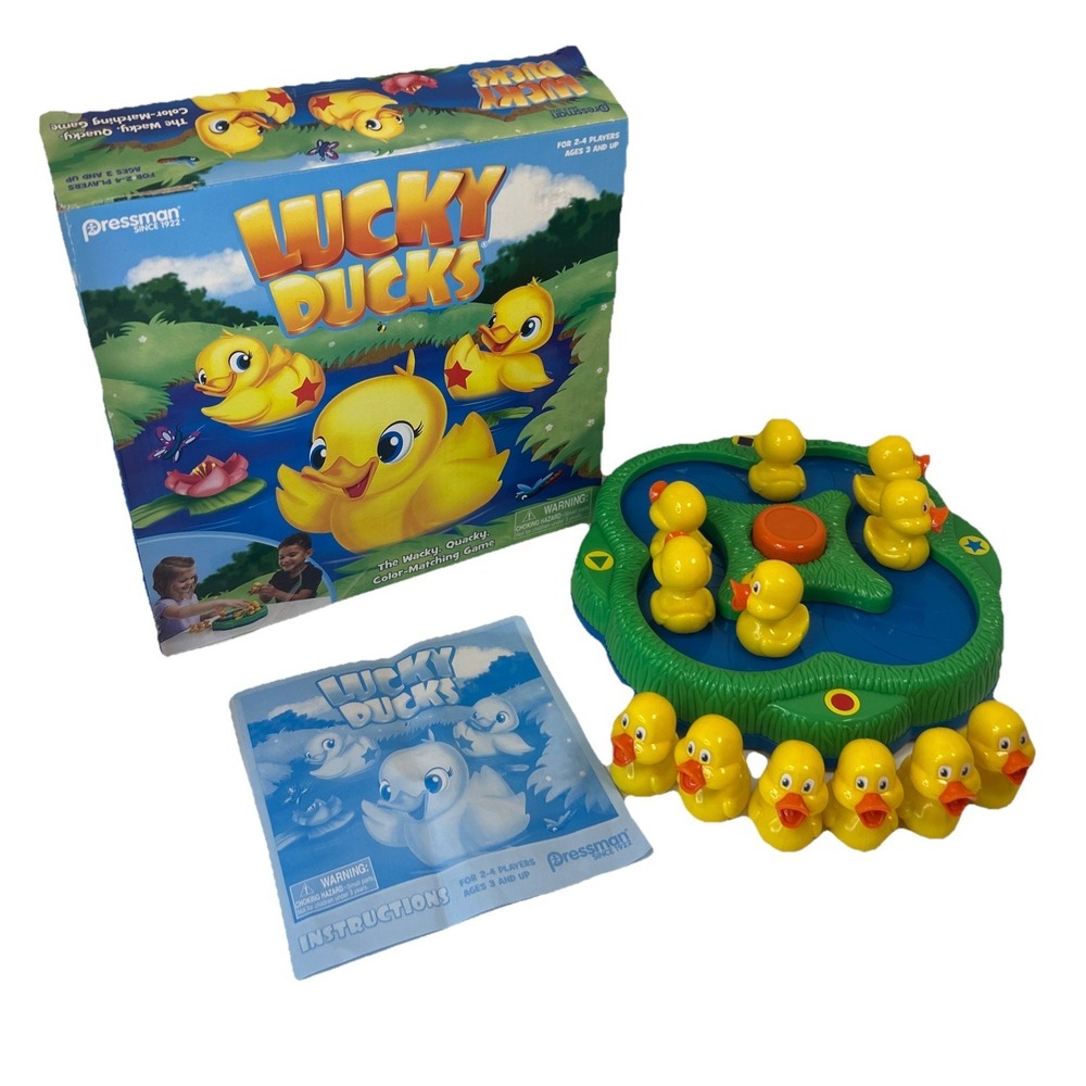 Pressman Lucky Ducks Game Motorized Memory Color  Matching Preschool Board  Game